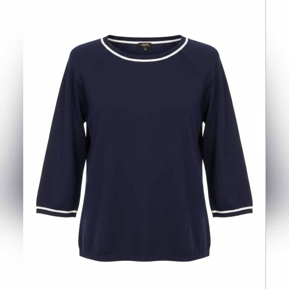 Jones New York Navy Blue & White Sweater Small Classic Nautical - Picture 2 of 8